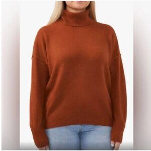 Vince Camuto Longsleeve Tight Knit Turtleneck Sweater Oversized Brown NWT